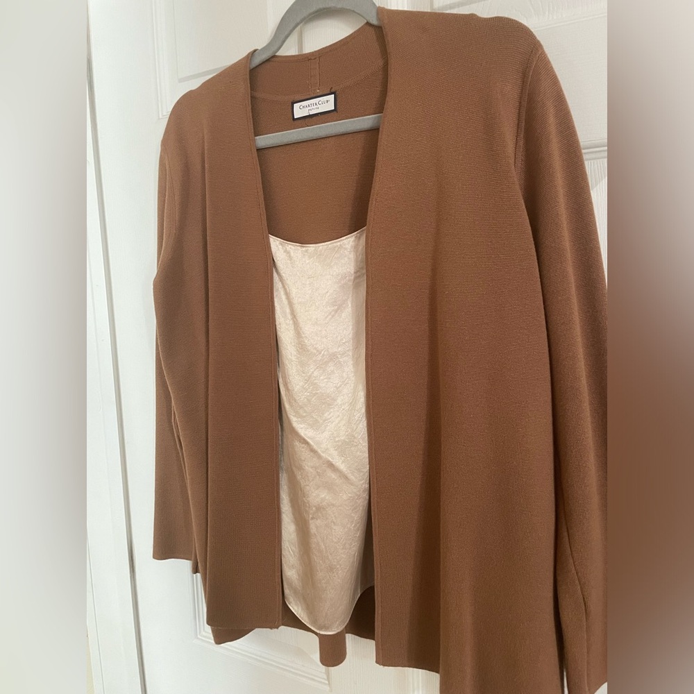 Charter club Brown Cardigan Sweater Open Front Design - Picture 5 of 5